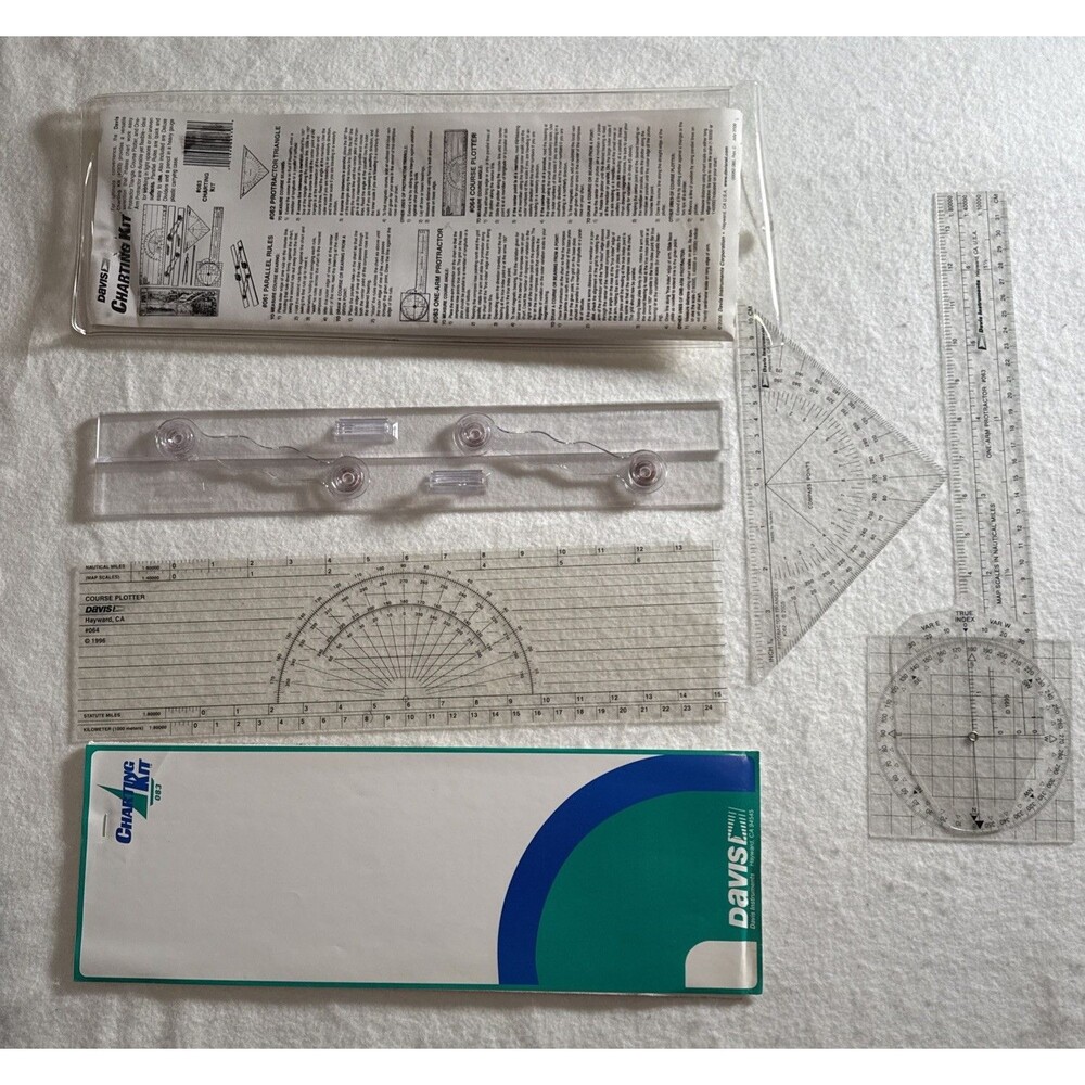 Davis Instruments #1083 Charting Kit NEW Parallel Ruler- Protractor-Plotter - Picture 3 of 6